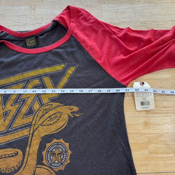 Obey Women Skate Raglan T-Shirt Medium Vintage Burnout See You In Hell Cobra New - Picture 6 of 8